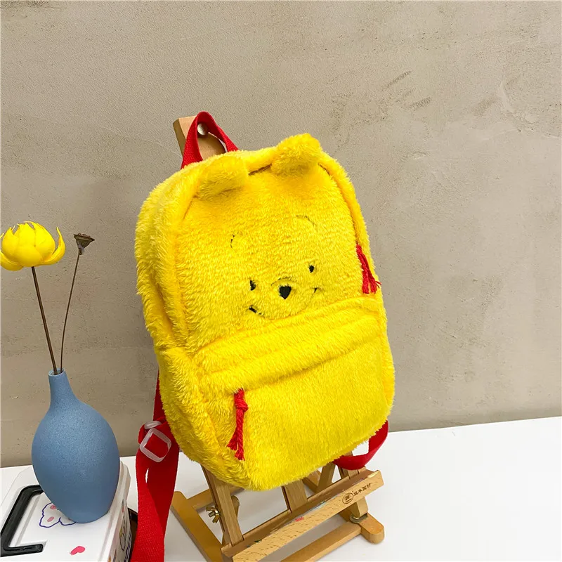 Disney Winnie Bear Children\'s Backpack Cartoon Cute Women\'s Backpack High Quality Large Capacity Solid Color Storage Bag