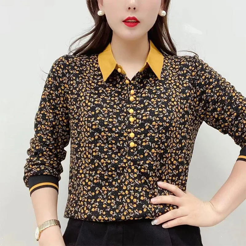 Sring Autumn Oversized Vintage Leopard Print Top Casual Fashion T-shirt Women Streetwear Elegant Loose All-match Pullover Tees