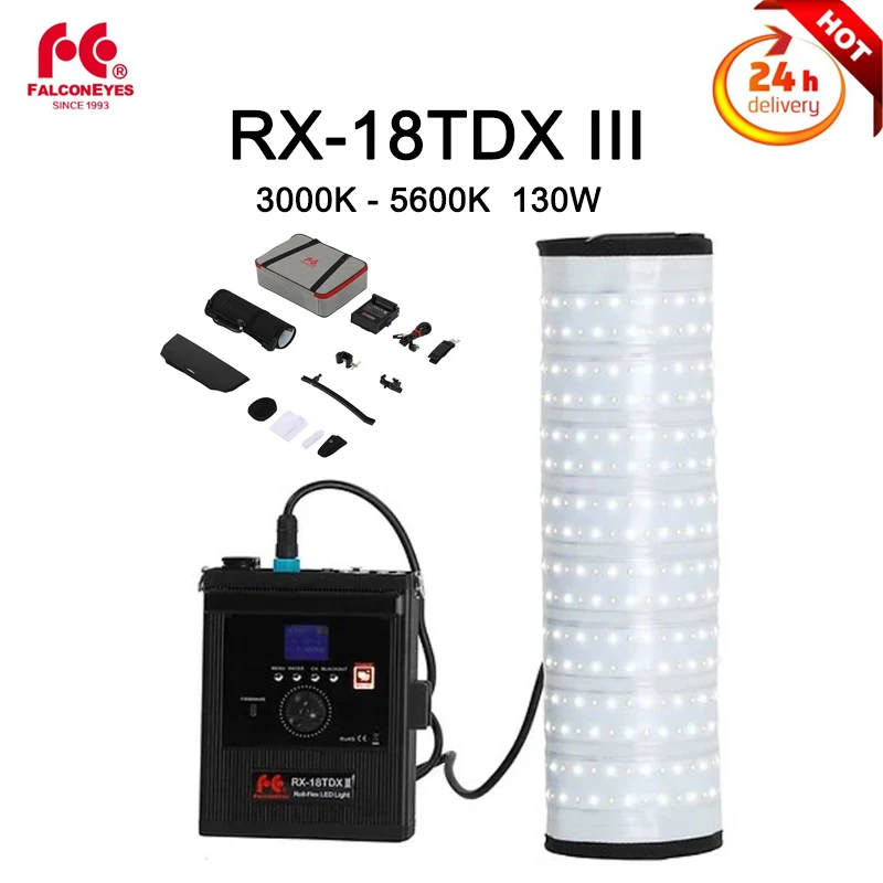 

Falcon Eyes RX-18TDX III 130W Bi-Color Roll-Flex LED Light 3000K-5600K Honeycomb Falconeyes Magnetic LED Mat Video Light