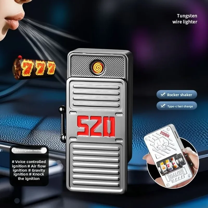 New Intelligent Voice Controlled Lighter Windproof Charging Joystick Interactive Igniter Cigarette Accessories Men's Gift