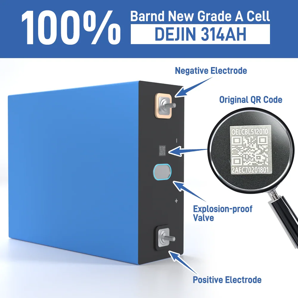 DEJIN 314ah Prismatic LiFePO4 Battery 8000 Cycles Grade a Stud Welded Busbar Screw Actual 325Ah for Home ESS