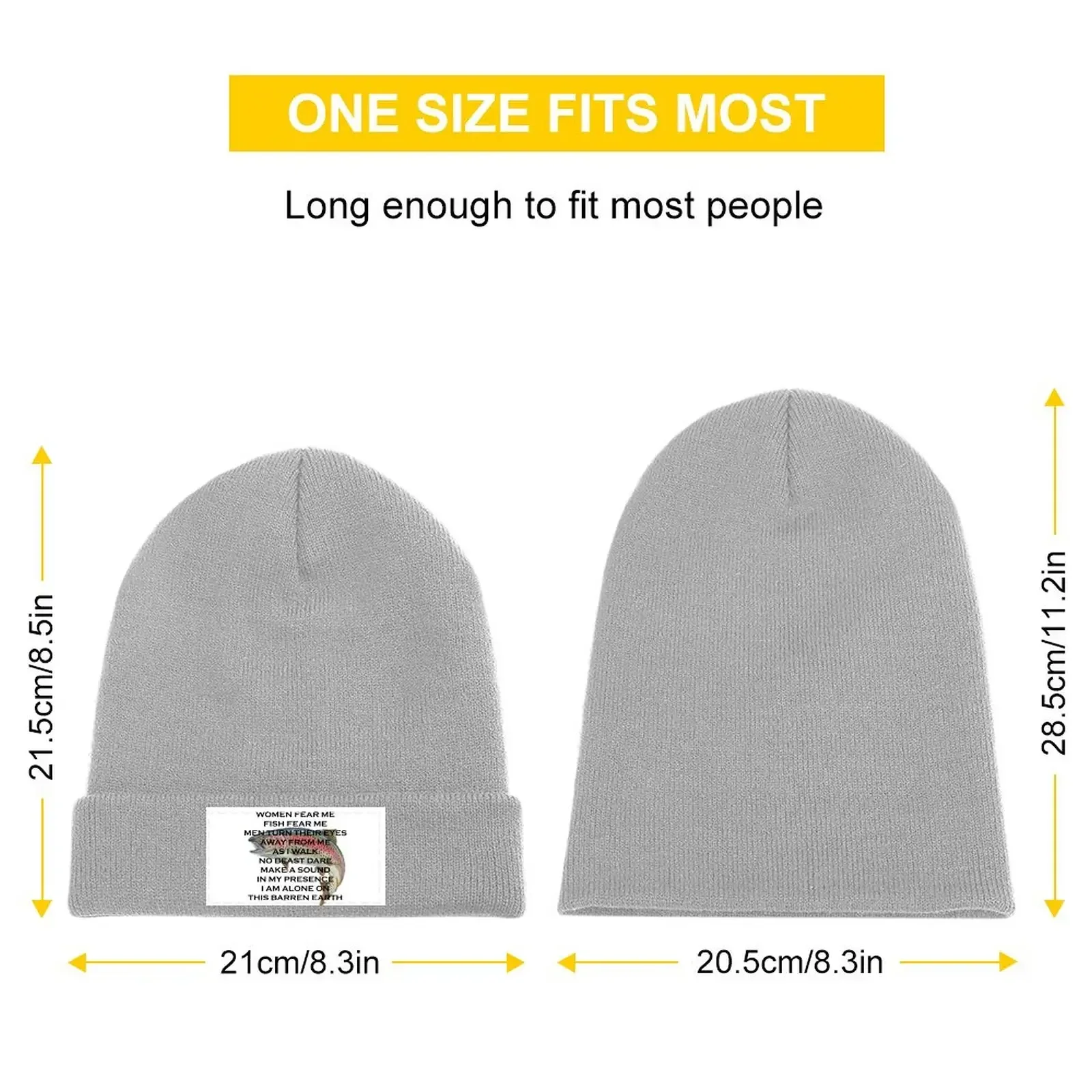Women fear me Fish fear me Knitted Hat Big Size Hat derby hat Golf Wear Girl'S Hats Men's image 2