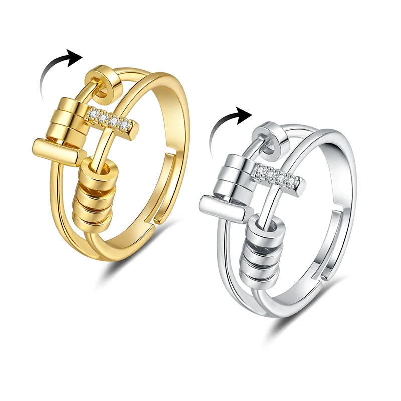New Interesting Rotating Ring For Women Anti Anxiety Stress and Worry Index Finger Jewelry KOFSAC