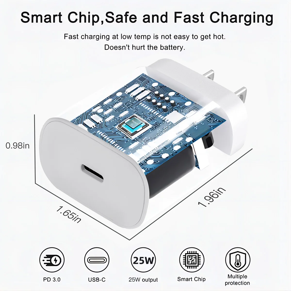 2Sets 25W PD Wall Fast Charger+20W 6.6 FT Type-C to iphone Fast Charging Cable Compatible with iPhone 14/13/12/12/Max/11/Xs Max - náhled 6