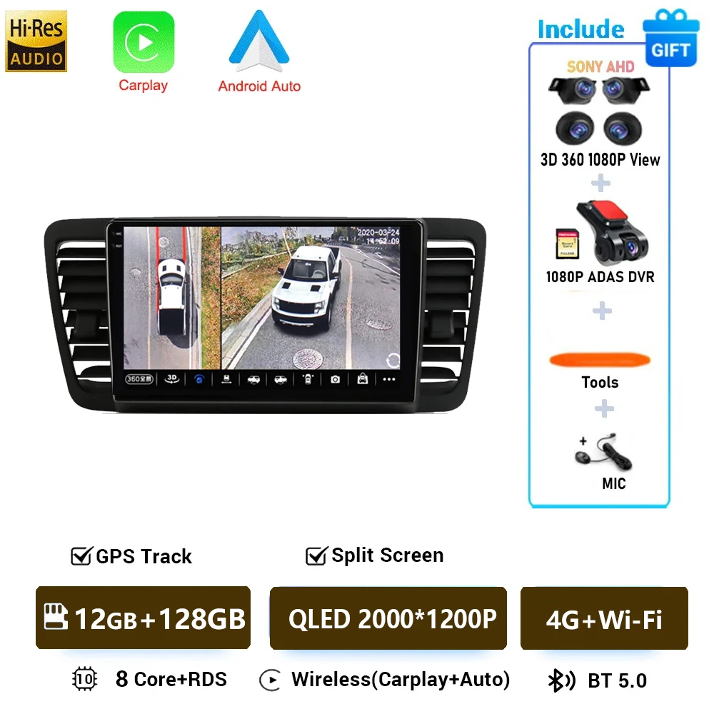 Android 16 Voor Subaru Outback 3 Legacy 4 2003-2009 LHD 2K QLED Android Autoradio Multimedia Video speler GPS Stereo CarPlay 4G