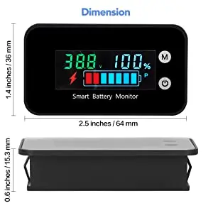 Imagem -04 - Monitor de Bateria Impermeável Ipx7 Capacidade Restante da Bateria Digital 12v 24v 36v 48v 60v 72v para Carro Motocicleta