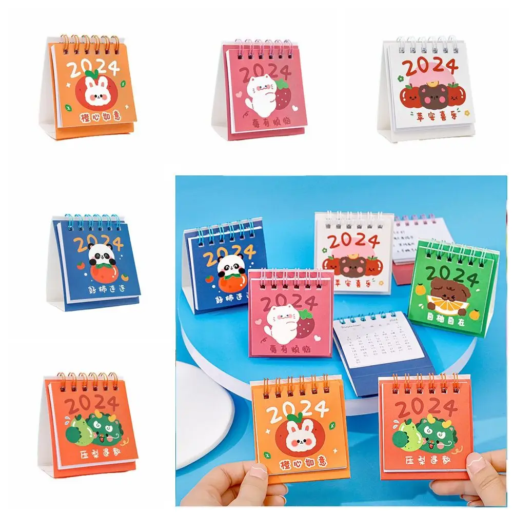 Mini 2024 Kalender Cartoon Fruit Schattig Fruit Tekst Kalender Agenda Organisator Planner Mini Desktop Kalender Student