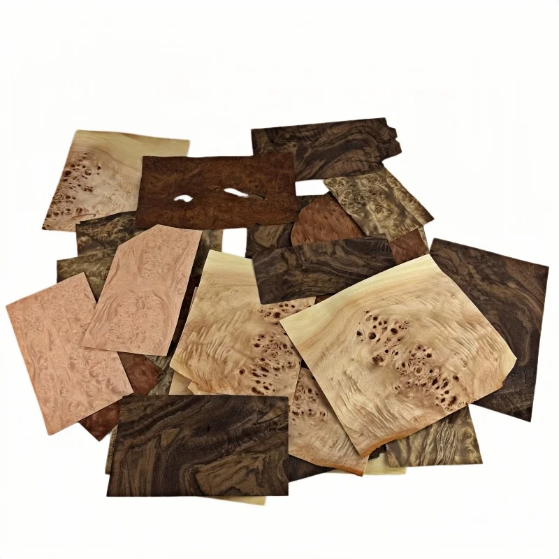 

0.5mm Five Types of Natural Burl Veneer Scraps Pack, DIY Burl Marquetry Pack, Handcraft Wood Chip Material Assortment