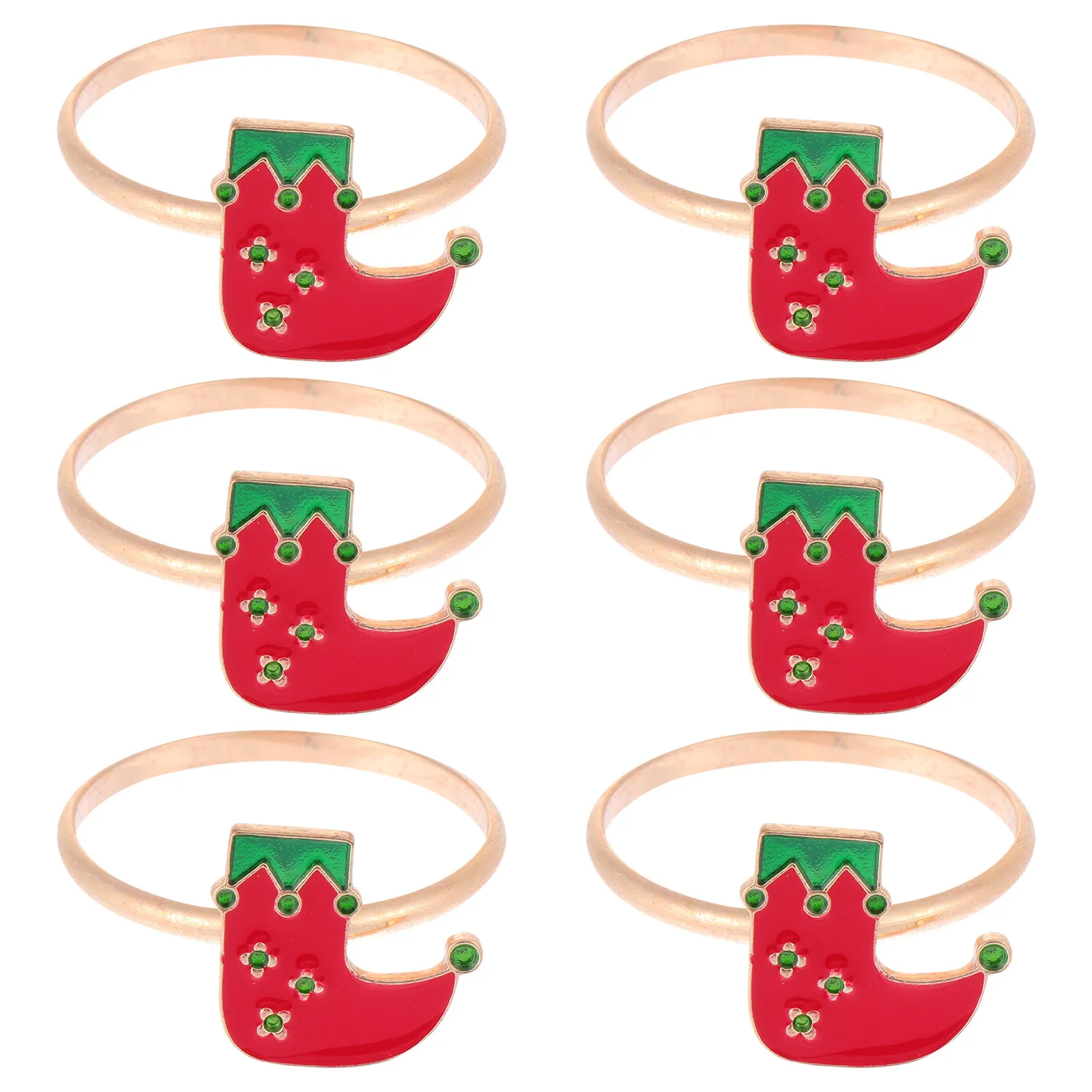 6Pcs Elegant Sock Shaped Napkin Ring Set Exquisite Paper Buckle for Tabletop Order Holiday Blessing Decor Festive Napkin Clasp
