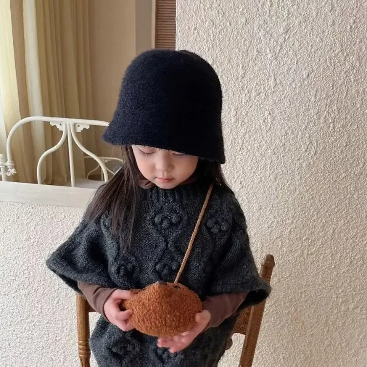 

Children Hat Autumn Winter 2022 New Fashionable Children Korean Style Baby Solid Color Casual Simple Hat Sweet Cute Bucket Hat