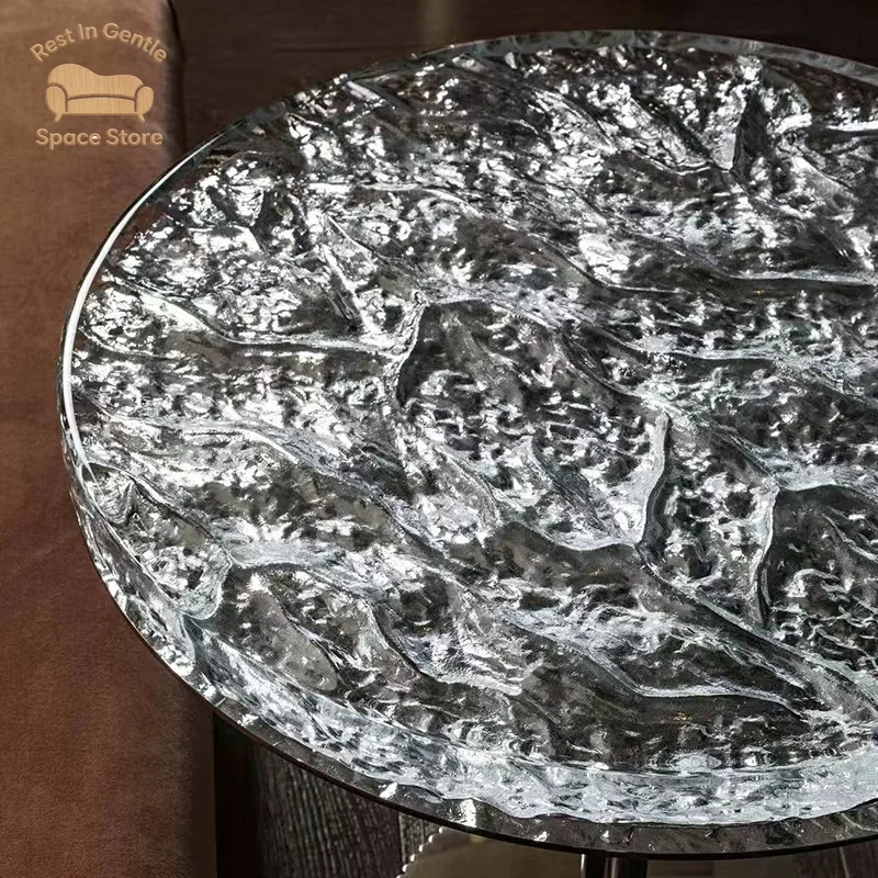 Simple acrylic top Miller side table Silver metal bottom Crystal acrylic round coffee table Living room side table