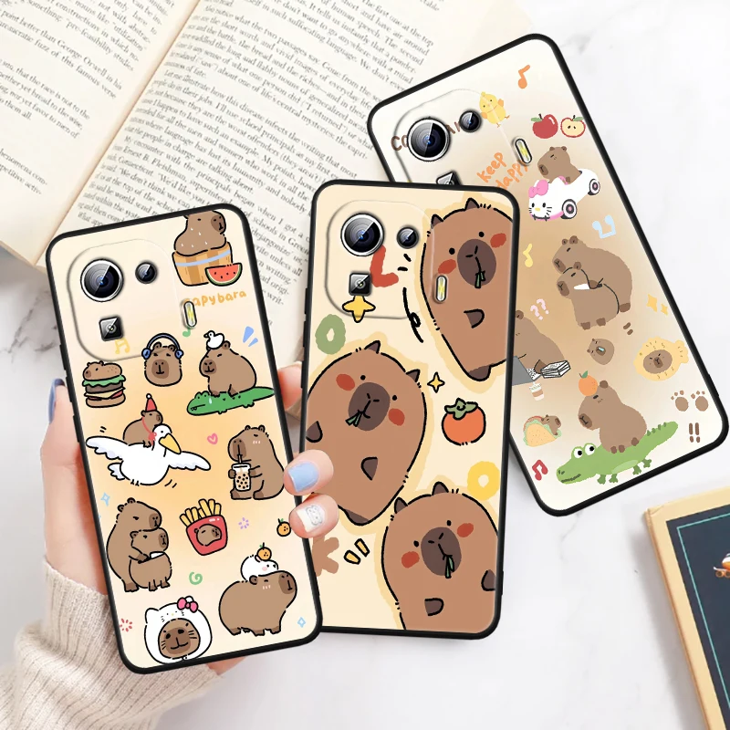 

Capybara Cartoon Fashion For Xiaomi Mi 14 13T 13 12T 12 11T 11i 11 10T 10 Pro Lite Ultra 5G Black Cover Phone Case