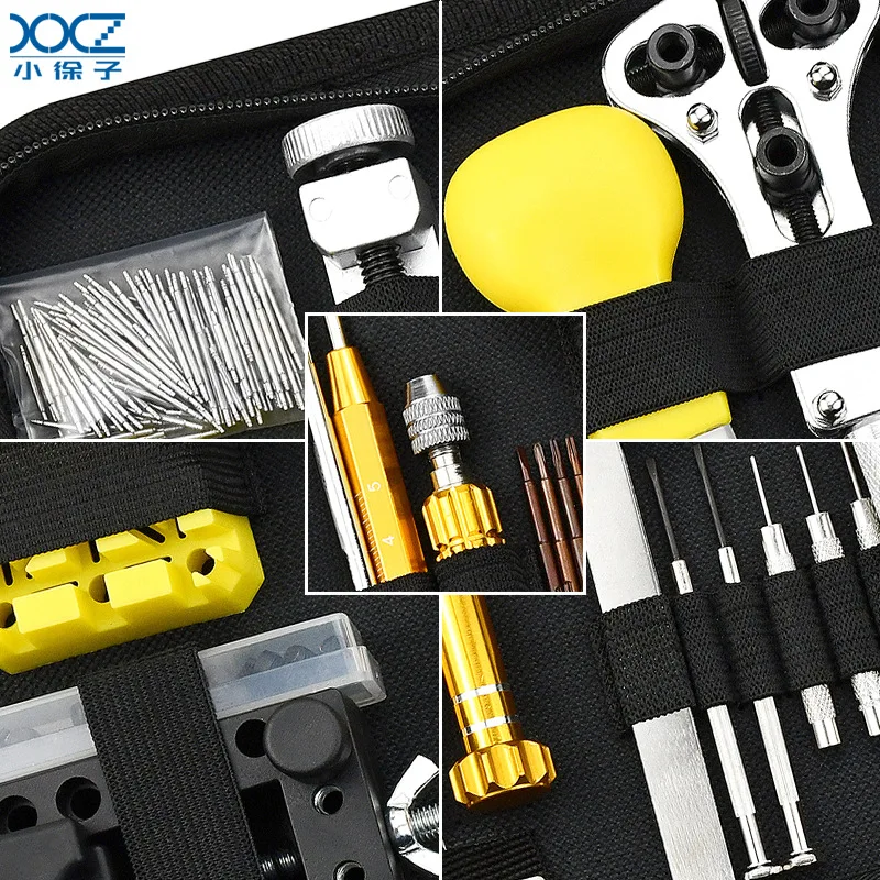 مجموعة أدوات إصلاح الساعة مكونة من 148 قطعة لأغطية خلفية للساعة/إزالة الحزام/إصلاح الهاتف، بما في ذلك 108 عروة للساعة