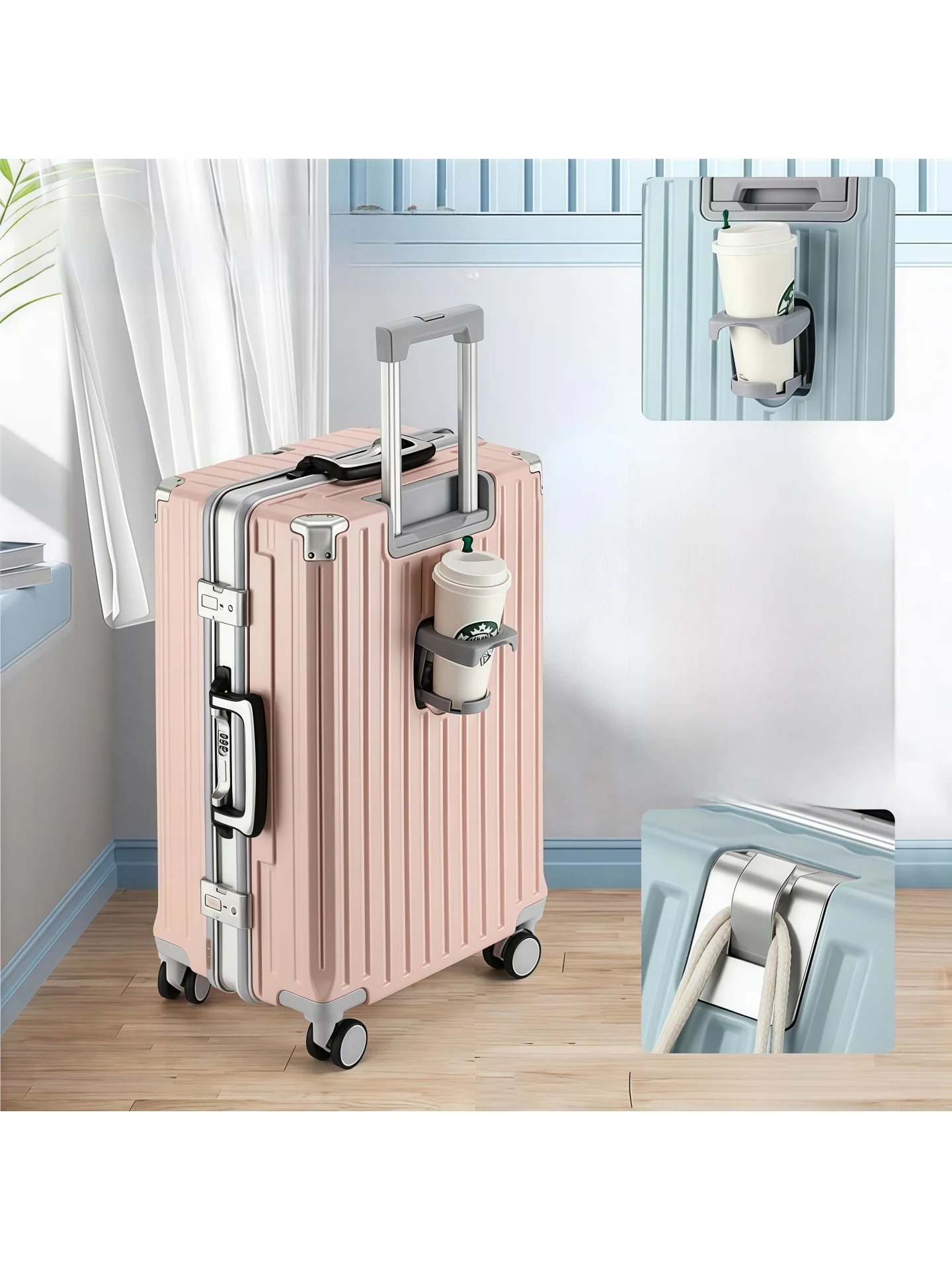 

Новинка 2025 года, большая сумка с алюминиевой рамой Thiened для путешествий, бесшумный универсальный чемодан на колесиках, прочный и многоразовый M Fem