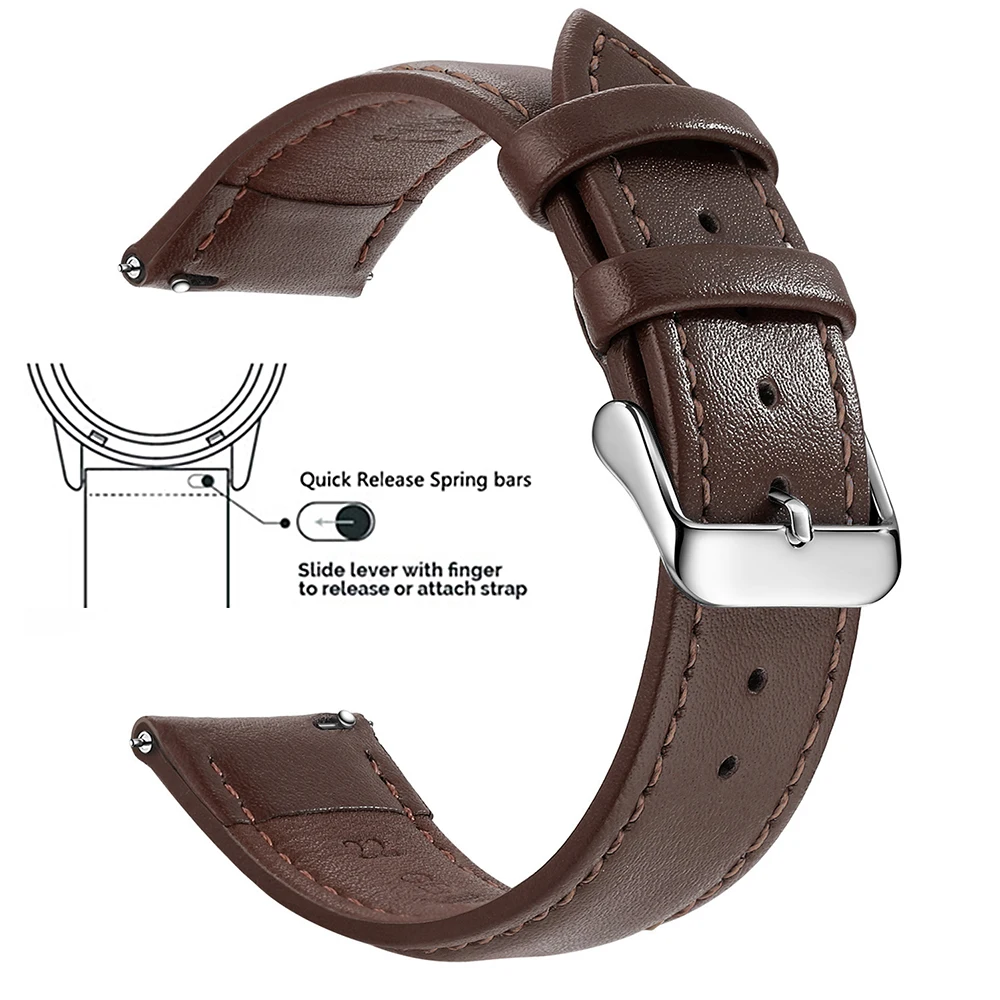 SAMCO Uhrenarmband aus genarbtem Echtleder, Schnellverschluss 18 mm/20 mm/22 mm Uhrenarmbänder, passend für Samsung Galaxy Watch, Garmin Huawei Watch 7