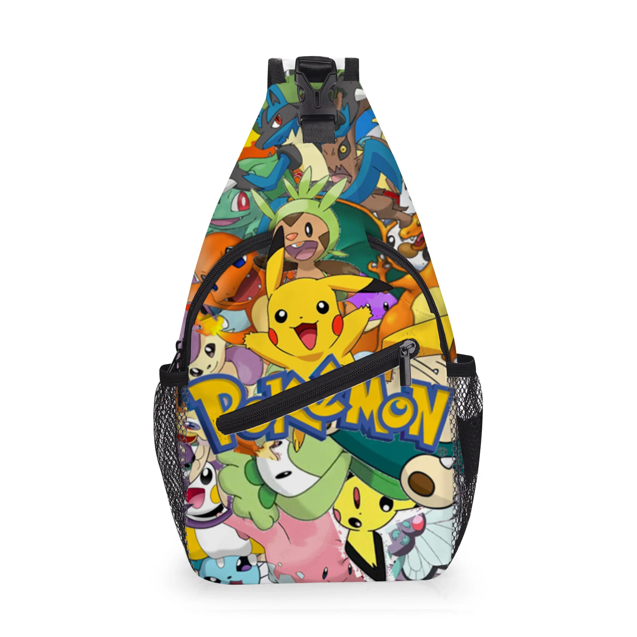 Printed Pikachu Pokemon Student Scross-body Waist Bag Small Shoulder Middle School Students Anime Kawaii Cartoon Mochila