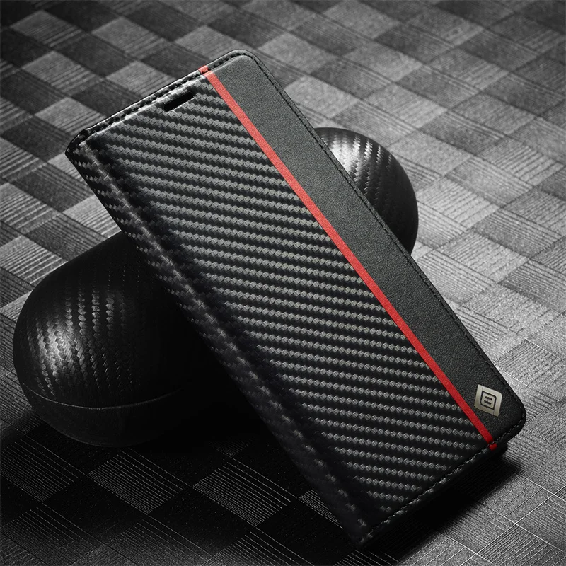 Para Samsung Galaxy S25 Ultra/S25 FE Capa Funda con tapa magnética de fibra de carbono para Samsung S25 Plus Edge Cartera de cuero Fundas Coque