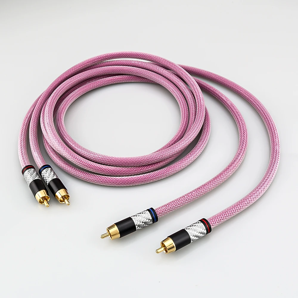 6n ofhc金メッキカーボンファイバーオーディオケーブル,2つのrca信号線,xlo htp1用のrcaケーブル