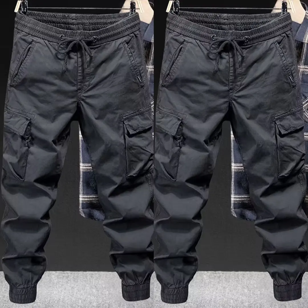 Pantaloni da lavoro casual alla moda vestibilità ampia da uomo colore americano Sle primavera autunno pantaloni cargo a vita alta con risvolto ampio