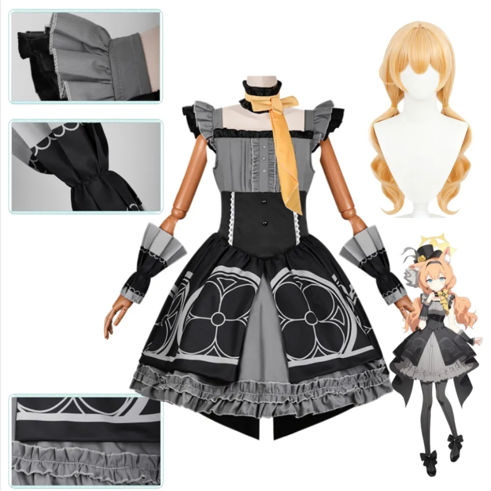 

Blue Archive Iochi Mari Idol Ver Cosplay Black Dress Full Set with Hat Wig Accessories Adult Women Halloween Comic Con Outfit