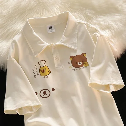 Женская футболка Rilakkuma, хлопок, лето