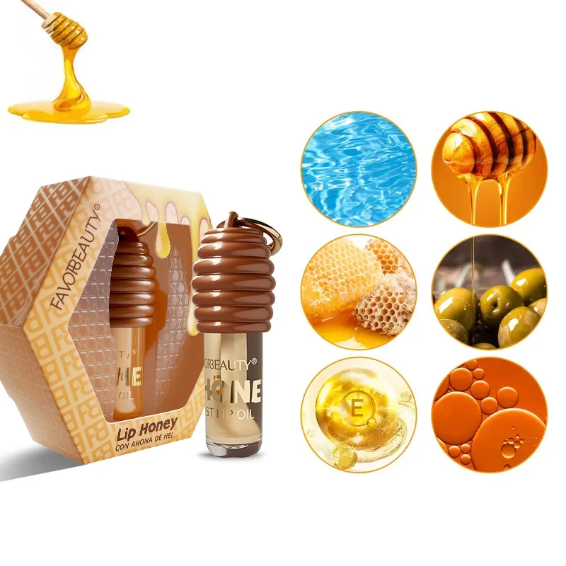 Honey Lip Oil, Moisturizing Nourishing Lip Gloss, Relieve Dry Chapped Lips, Plumping Glass Lip Primer, Natural Honey Scent Lip