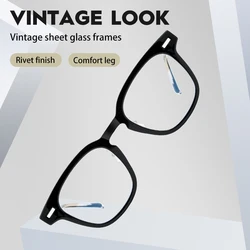 VICKY Rivets Acetate Retro Oval Anti-blue Light Reading Glasses Women Myopia Men Eyeglasses Customizable Prescription 98310