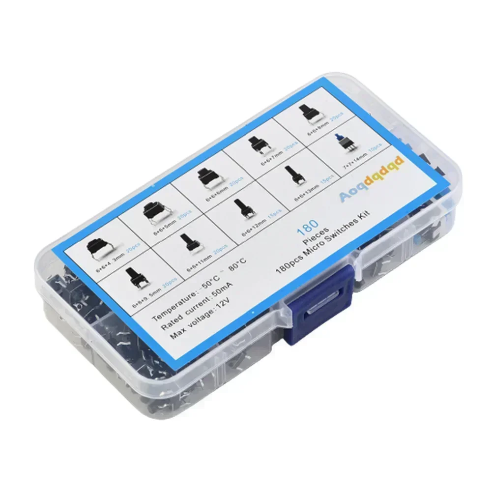 

New Useful Fashion Hot Tactile Push Button Switch Set Button Momentary Push 180pcs Assorted Set Switch Tactile