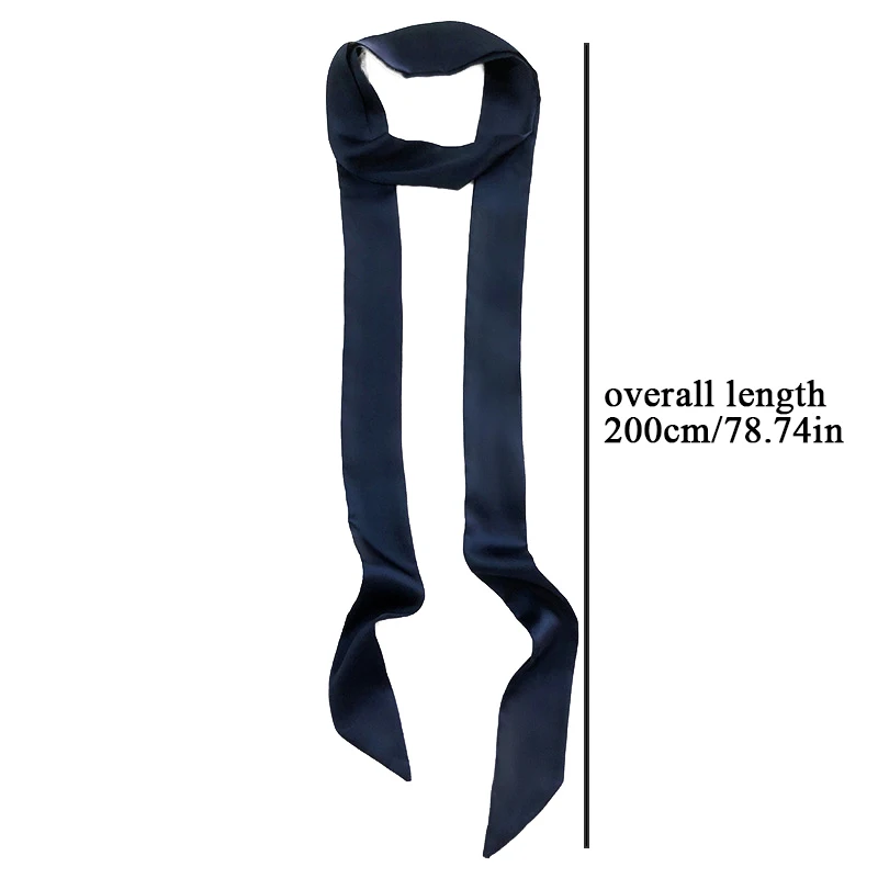 5*200CM Long Silk Skinny Scarf Solid Color Satin Silk Narrow Neckerchief Bag Ribbon Women Neck Hair Band Headbands Scarf