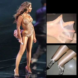 Thick Shiny Pantyhose Reflective Stockings Jazz Dance Costumes Sexy Nightclub Female Singer Stage Beyonce Performance