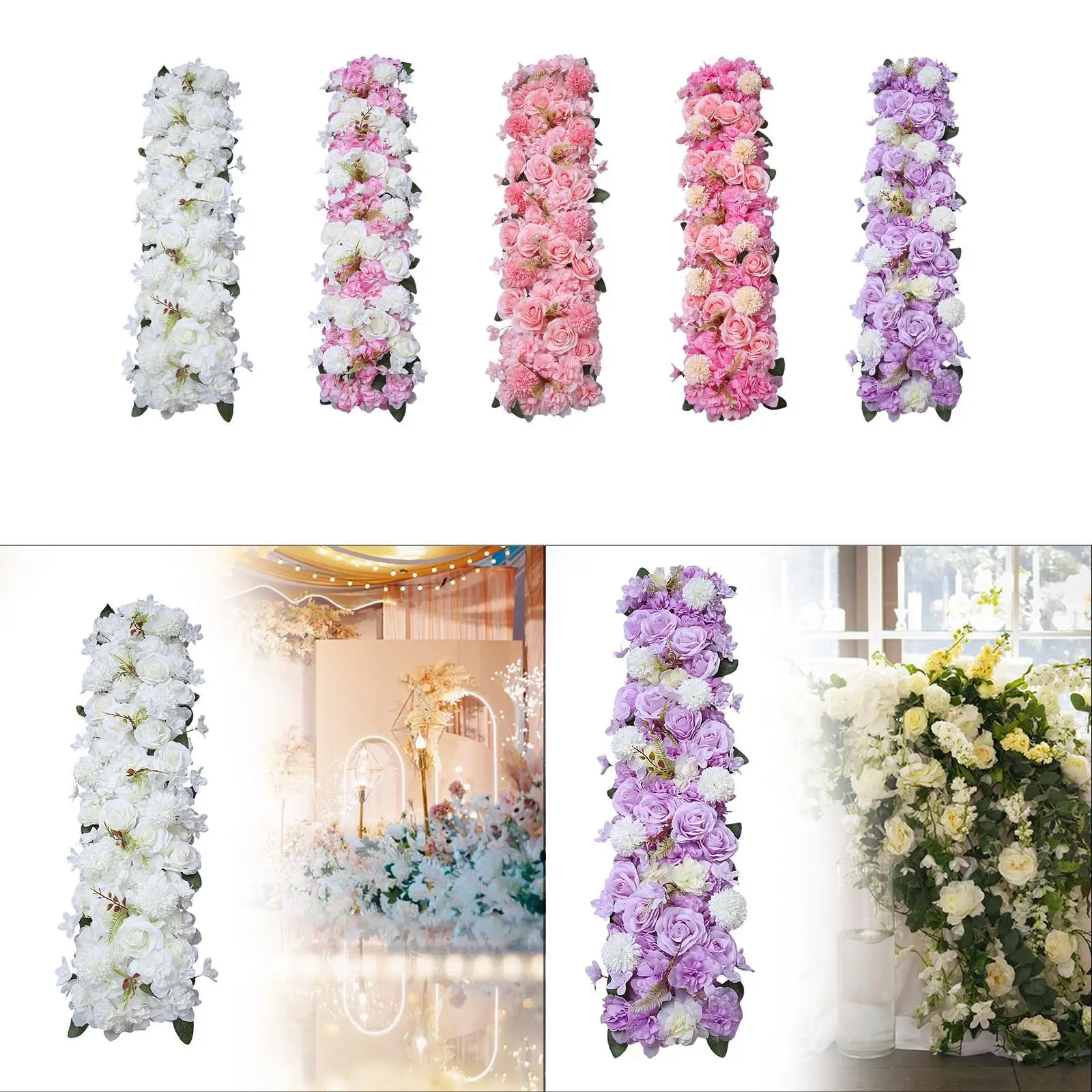 Silk Flower Panel Event Decor Rose Backdrop Stand Wall Arrangement for Wedding Party Centerpiece