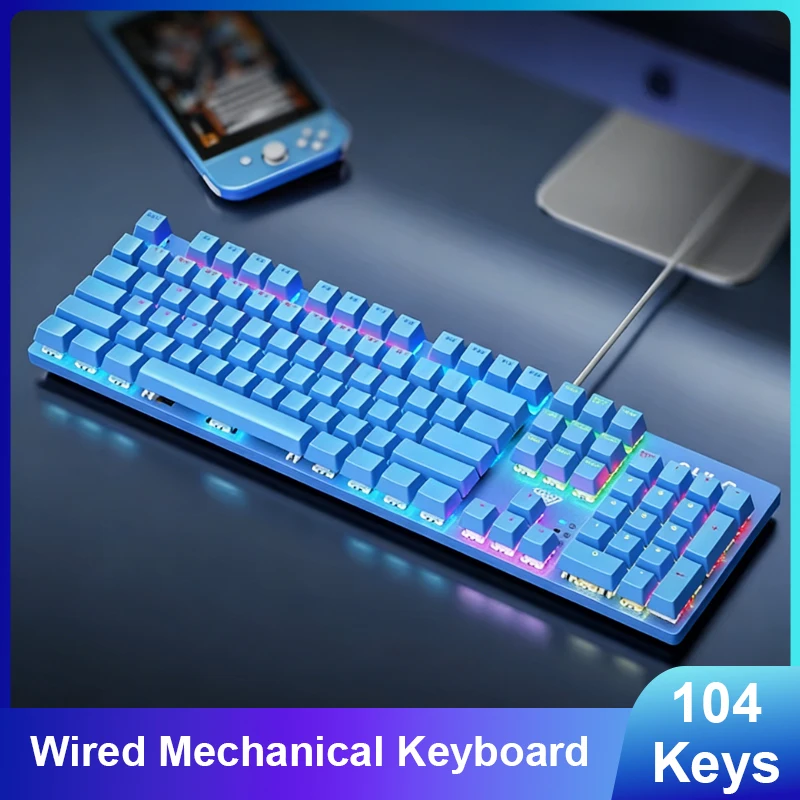 

S2022 Wired Mechanical Keyboard with Blue Switches USB Desktop Laptop Gaming Keyboard for PUBG Esports Internet