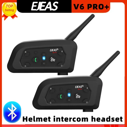 EJEAS V6 PRO +/PLUS Bluetooth casco de motocicleta intercomunicador auriculares con 800M BT interfono comunicador para 6 conductores impermeable