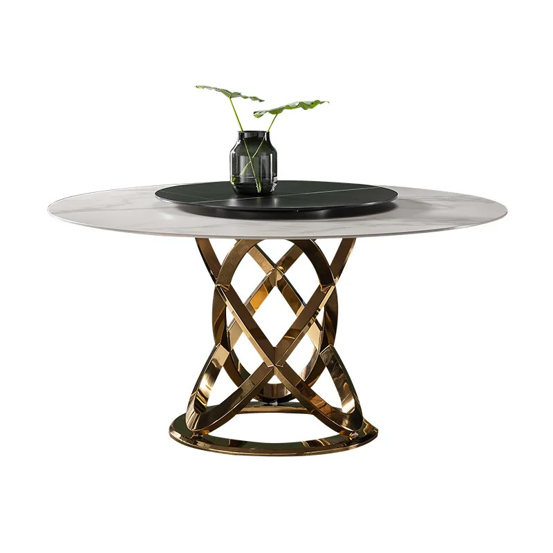 

Light and luxurious rock dining table Small household dining table and chair Modern round dining table