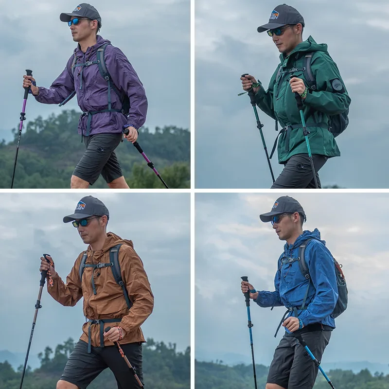 MAP BROTHER M3030 Lightweight Folding Collapsible Quick Lock Trekking Pole Hiking Trail Running Walking Stick Aluminum Alloy