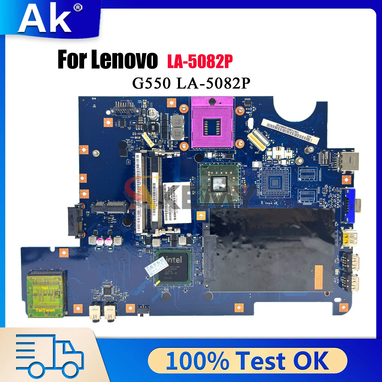 

LA-5082P For Lenovo Ideapad G550 with DDR3 GM45 Laptop Motherboard 100% Tested OK