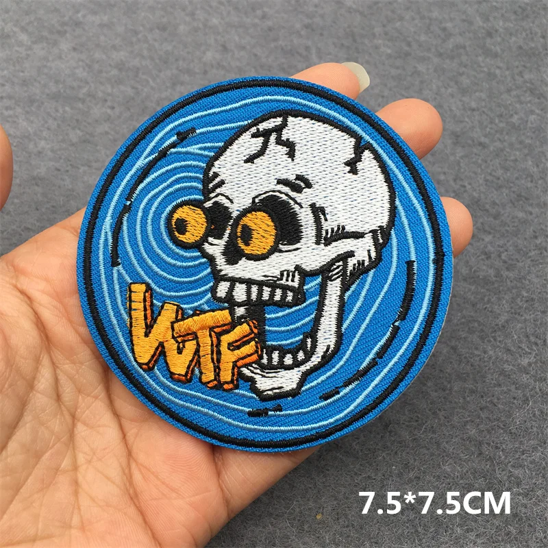 Punk Patch Flame Embroidery Patches for Clothes Scary Skull Iron On Patches on Clothing Embroidered Jacket Badge Sticker