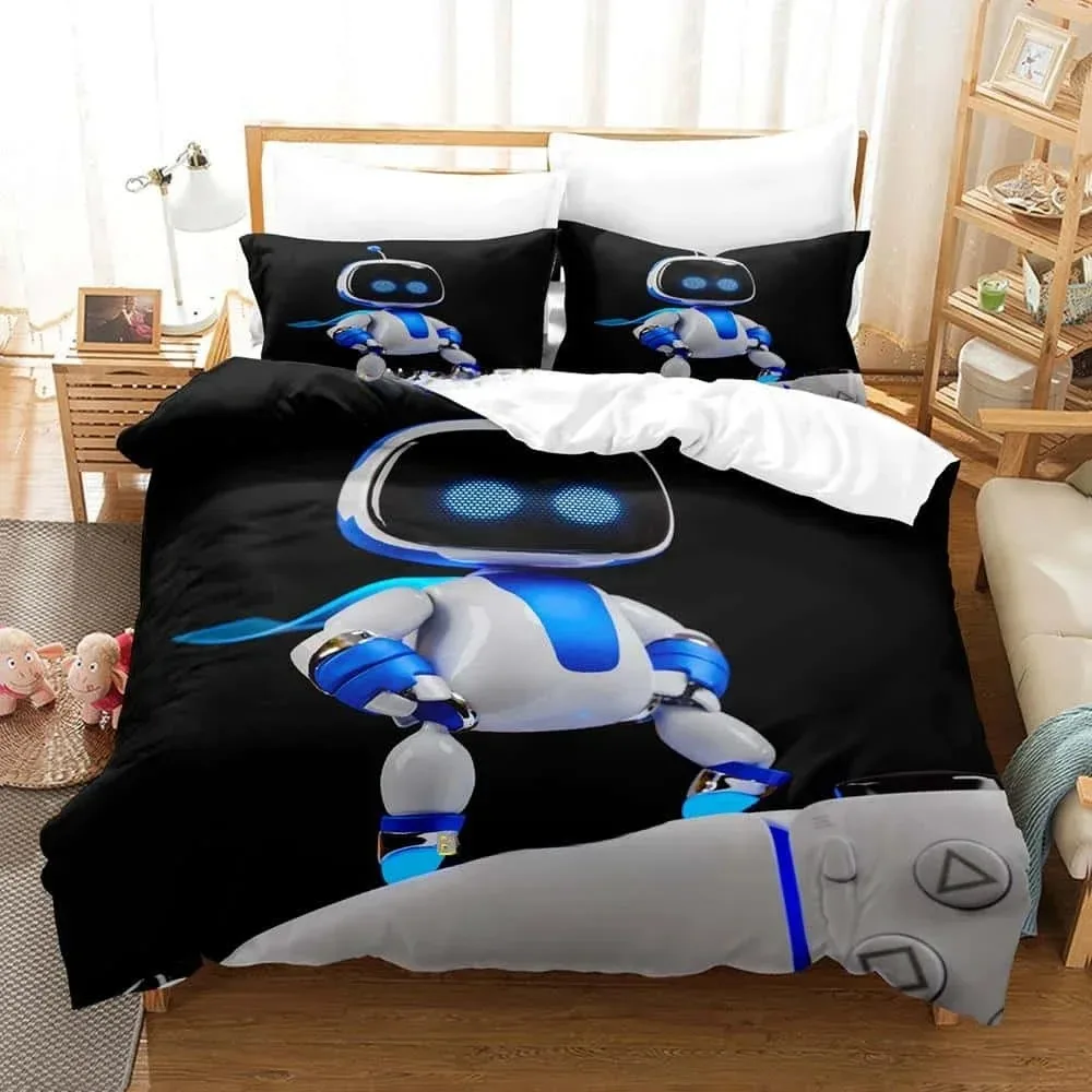 Children's Bed Linen,Astro Bot Bedding Set with Pillowcase,Astro Bot Bed Linen,3D Anime Cartoon Print Children's Bedding Set