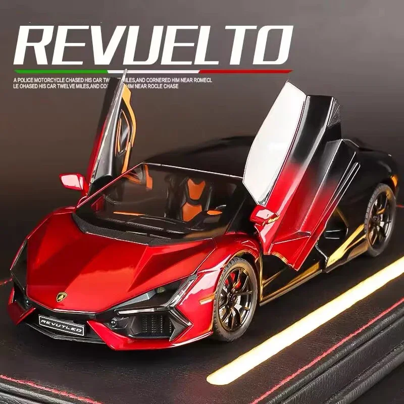 1:24 Lamborghini Revuelto Alloy Miniature Car Diecast Metal Scale Car Model Sound&Light Collection Children Toy Vehicle Gift 