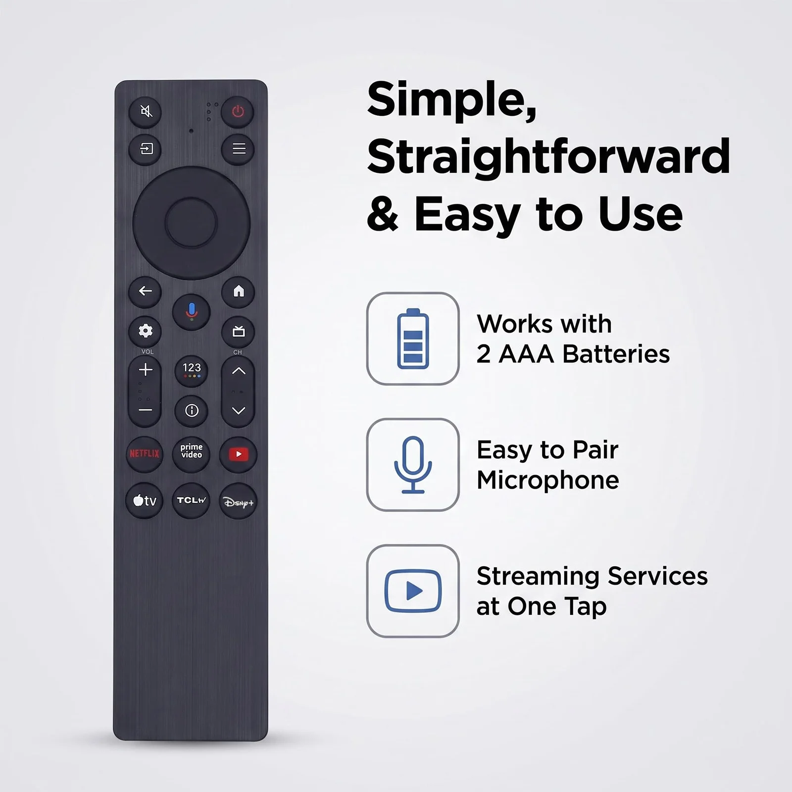 RC923A Voice Remote Control Replacement For TCL Google Smart TV Compatible QLED Mini‑LED 4K UHD QM5K QM6K QM7K Q77K Series