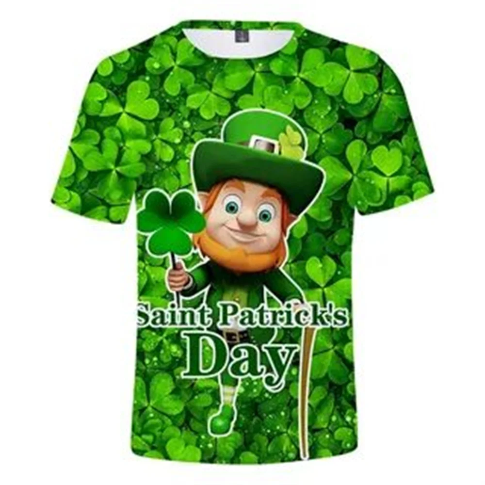 Summer Fashion Sunshine Men\'s T-shirt Irish St. Patrick\'s Day Animal Cat 3d Printed Fashion Casual O-collar Advanced Clothing