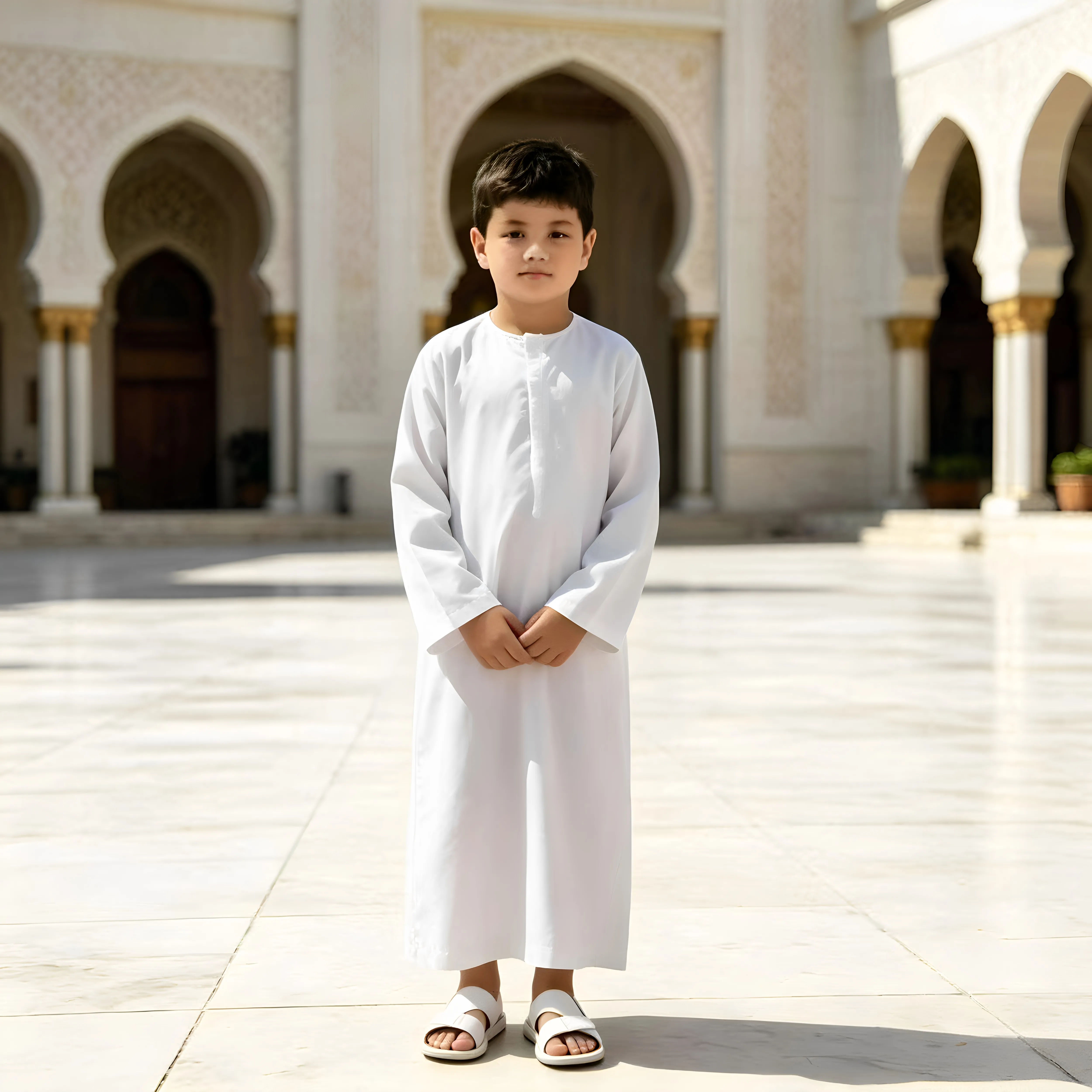 Children Dress Muslim Fashion Kaftan Abaya Pakistan Jubba Bonnet Arabic Islamic Clothing Qamis Arab Kids Prayer Robe