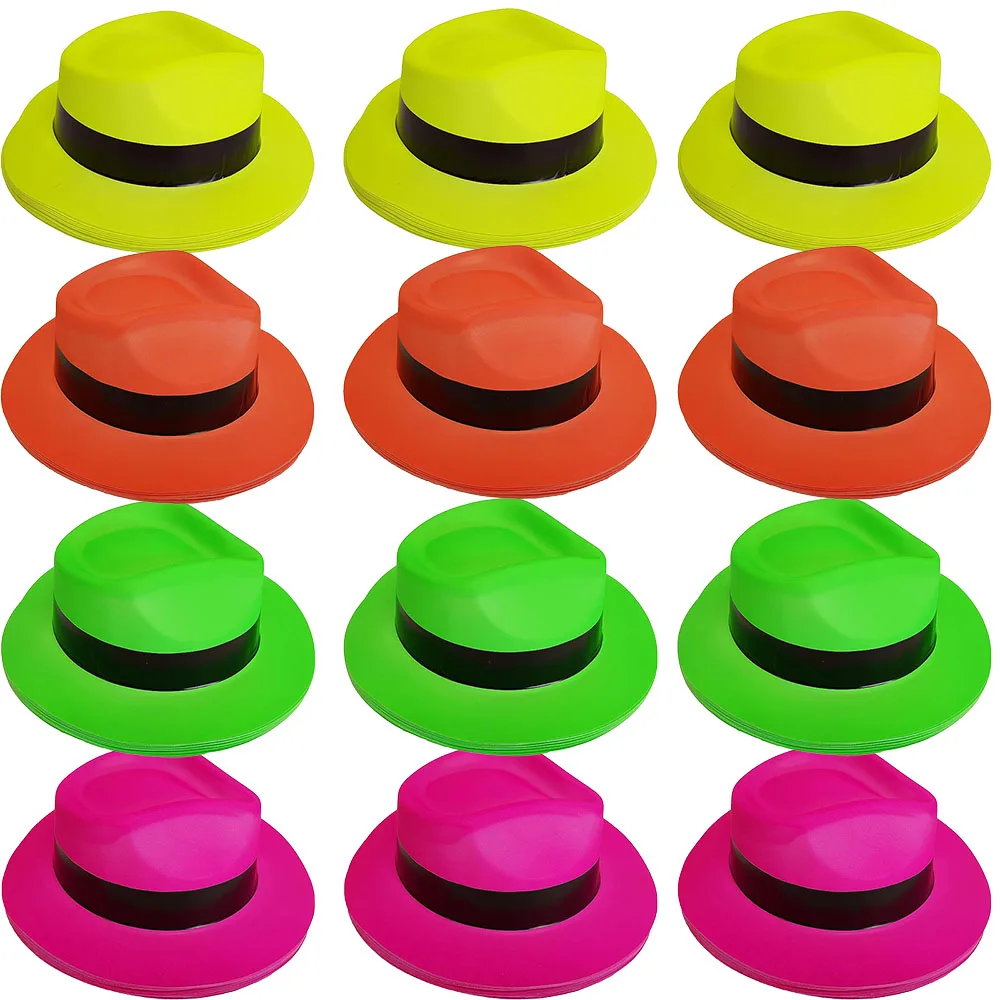 

Neon Mafia Style Fedora Hats Props Costume Hat for Gangster, Mafia, Mobster and Private Detective Children’s Birthday Decors