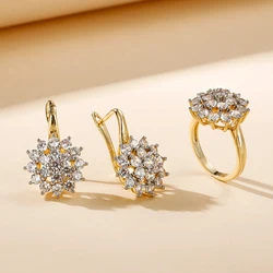 Shiny inlaid with vermiculite earrings Copper plated 14K gold fashion jewelry ladies luxury accessories festive banquet gift