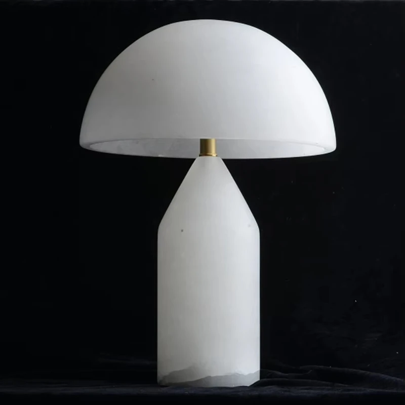 

Modern designer alabaster desk lamp bedroom living room bedside decoration stone lampshade mushroom