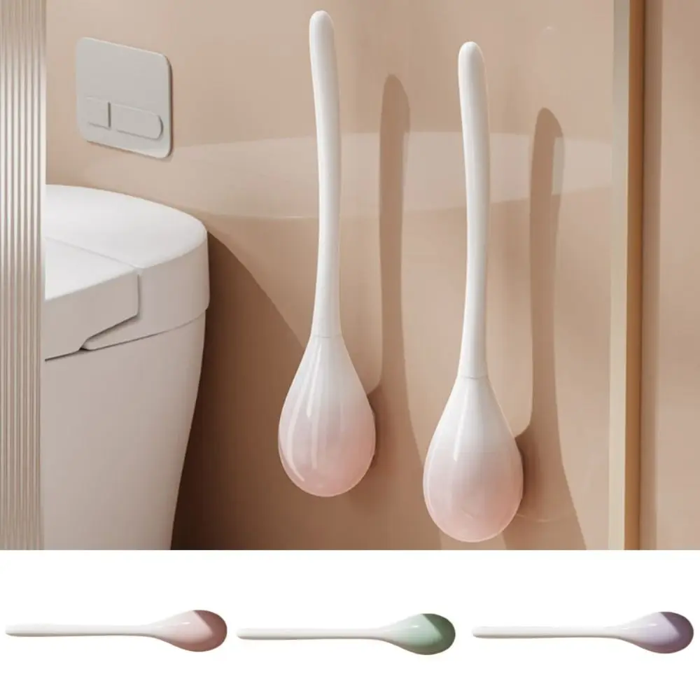 Seamless Long Handle Toilet Cleaner with Plastic Holder Wall-Mounted Toilet Bowl Cleaner Bottom Drain Easy To Clean Toilet Brush