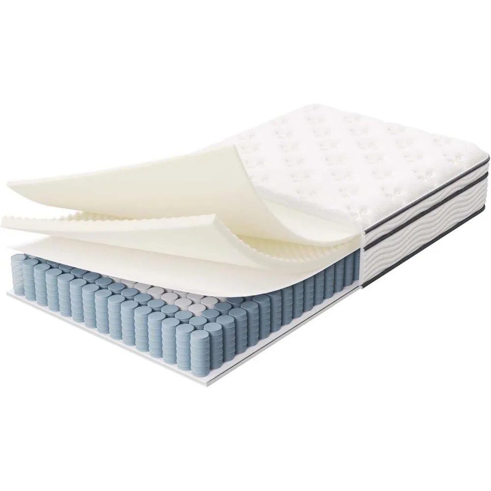 Jcannelle-Matelas jumeau à ressorts intérieurs et en mousse à mémoire de forme, avec Végétenveloppées