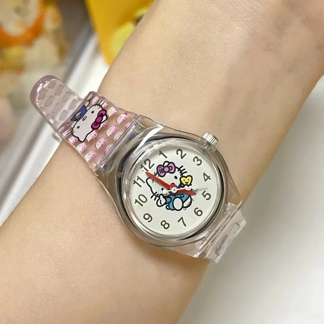 Hello Kitty-reloj electrónico de dibujos animados para niños y niñas, accesorio de pulsera resistente al agua con bonito diseño de dibujos animados,