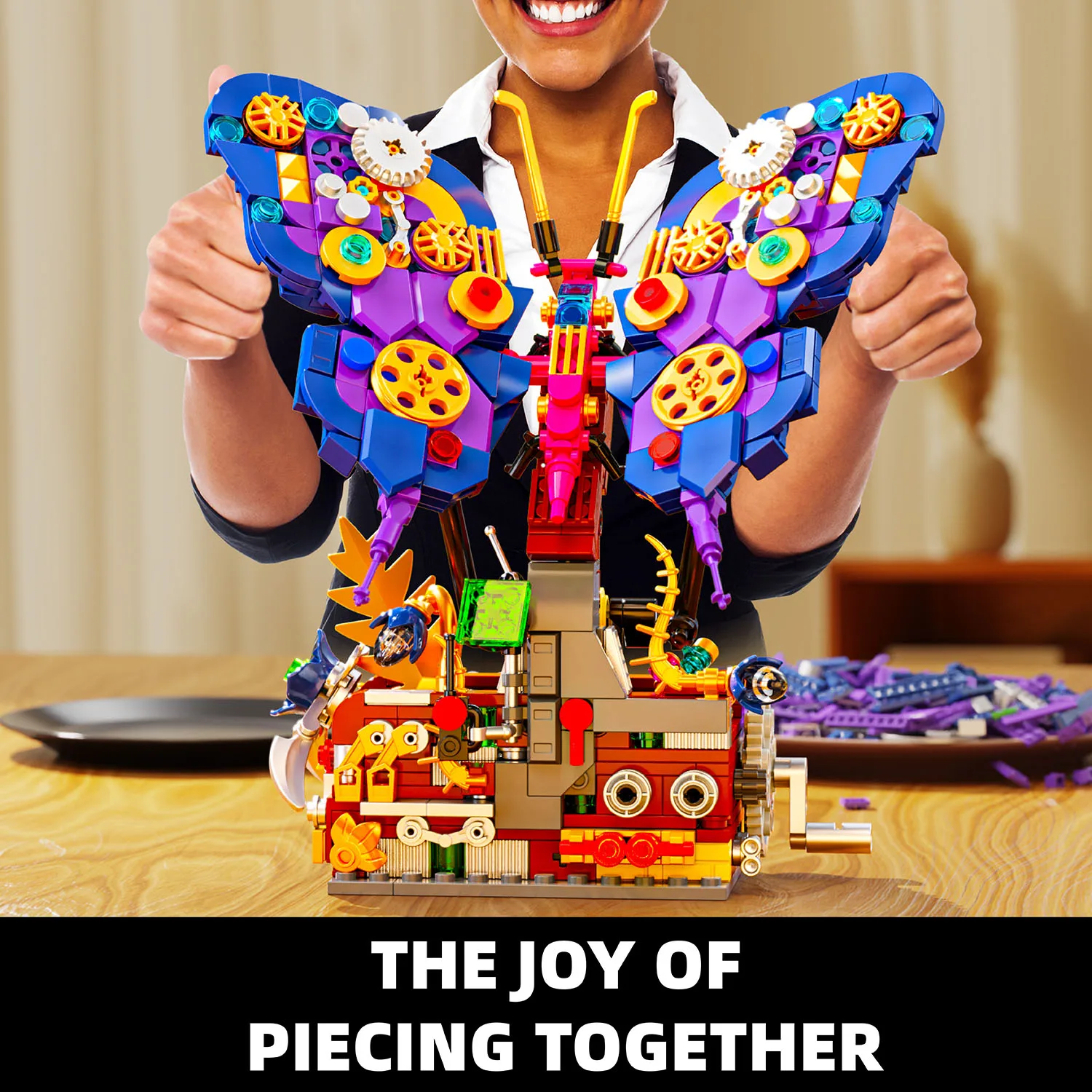 594Pcs Mechanical Butterfly Building Blocks, Assembly Puzzle Constructible Model, Creative Desk Decor Christmas Gift
