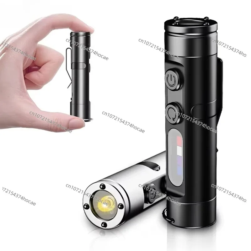 500 Lumens Rechargeable Keychain Flashlight Glow Mini EDC Pocket Camping Flashlight Magnetic Strap Side Light